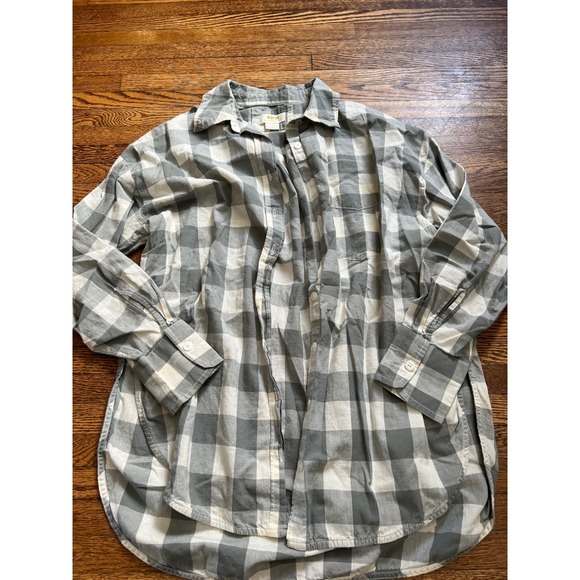 Maeve by Anthropologie Tops - Maeve Anthropologie Green White Buffalo Plaid Oversized Button Down Shirt XXS